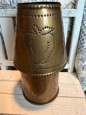 Brass-Toned Metal Heart Lantern